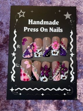 Handmade Pink & Purple Press-On Nails